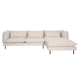 Twiggy Everest Cream and Black Iron Legs Chaise Sectional